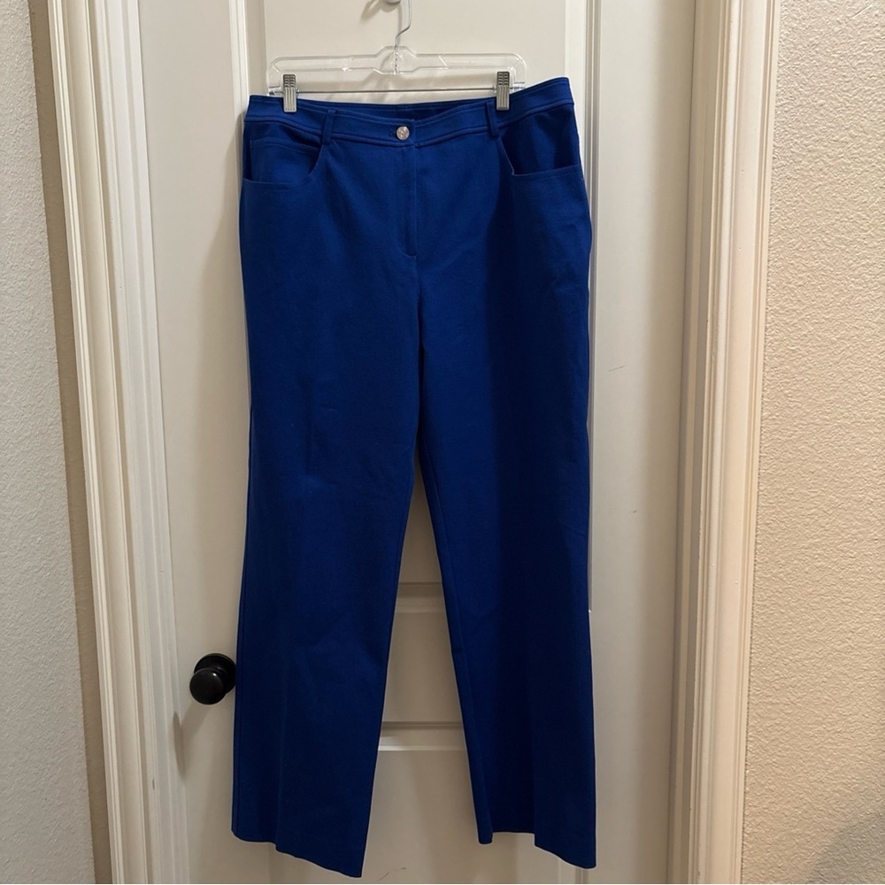 St. John Women's Jeans Size 14 Spandex High Rise Royal Blue Straight Leg
